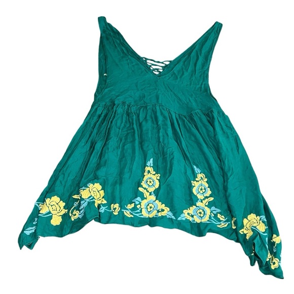 Free People 100% Modal Teal + Sky Blue + Banana Dress Tied Open Light Natural - Picture 2 of 8